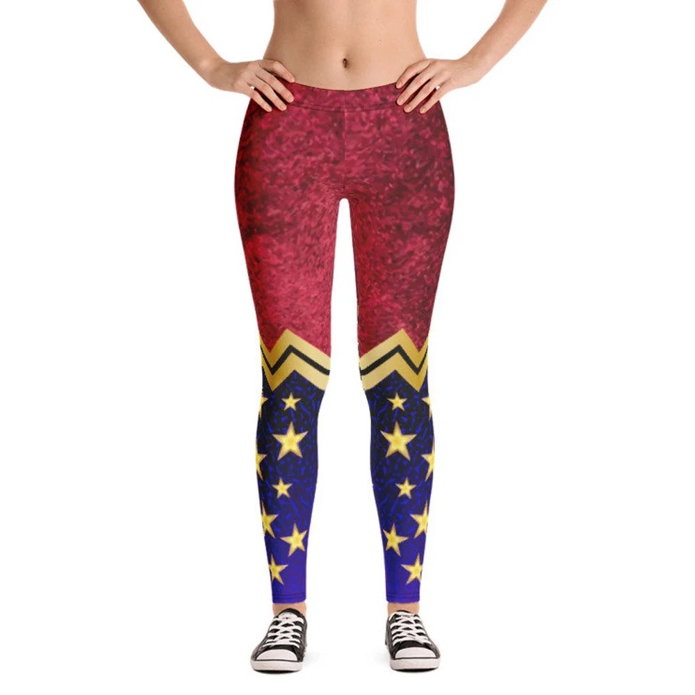 Tide Fam Wonder Woman Printed Full Length Leggings, Women's Large